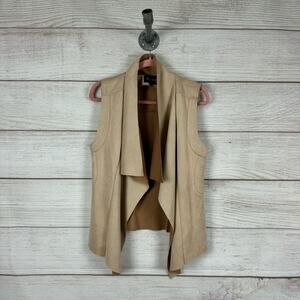 BLVD Women's Faux Suede Tan Sleeveless Fall Vest Size Small/Medium